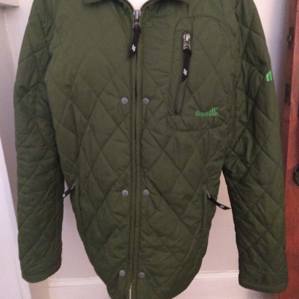 Men's Boxfresh Olive Green Puffer Jacket Size Med
